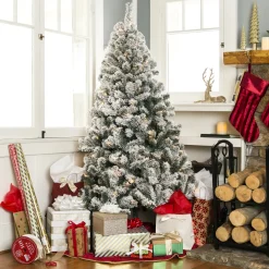 Pre-Lit Christmas Trees*The Holiday Aisle Pre-Lit Snow Flocked Artificial Christmas With Clear/White Lights