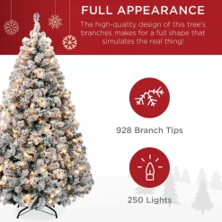 Pre-Lit Christmas Trees*The Holiday Aisle Pre-Lit Snow Flocked Artificial Christmas With Clear/White Lights