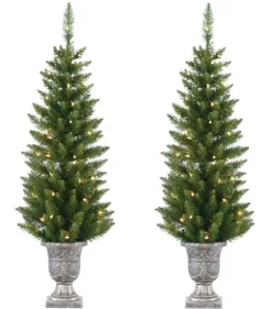 Pre-Lit Christmas Trees*Northlight Seasonal Pre-Lit Whitmire Pine Potted Artificial Christmas Trees 4' - Clear Lights