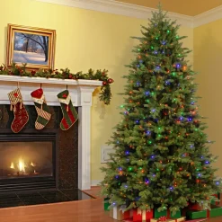 Pre-Lit Christmas Trees*Three Posts Princeton Fir Green Artificial Fir Christmas Tree With Lights