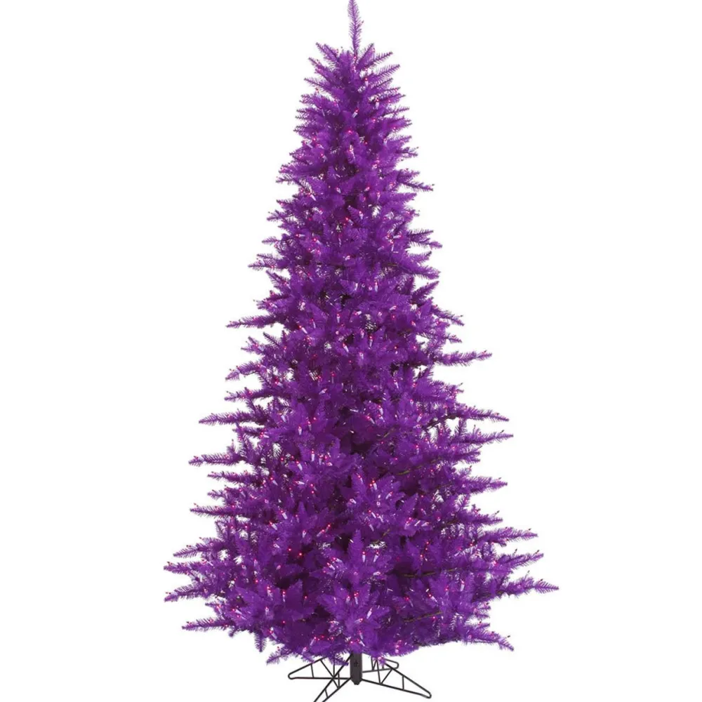 Pre-Lit Christmas Trees*Millwood Pines Purple Fir 4.5' Artificial Christmas Tree With 250 Led Purple Lights With Stand