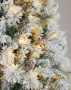 Pre-Lit Christmas Trees*AMERZEST Realistic Fir Flocked Christmas Tree With 550 Led Lights