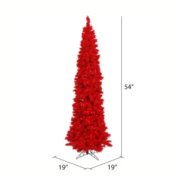 Pre-Lit Christmas Trees*Hashtag Home Red Fir Artificial Christmas Tree With Led Red Lights