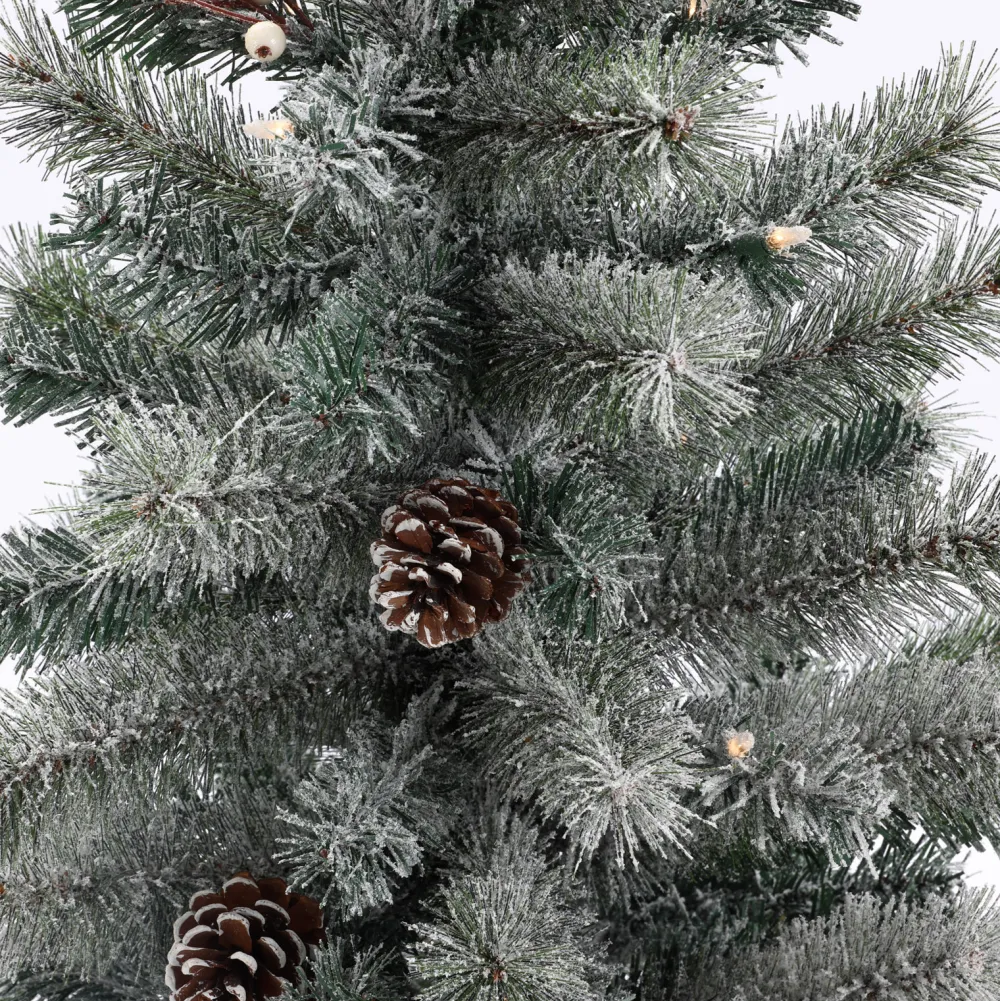 Pre-Lit Christmas Trees*The Holiday Aisle Set Of 2 4Ft Pre-Lit Led Artificial Flocked Pine Christmas Tree With Pine Cones And Urn Pot