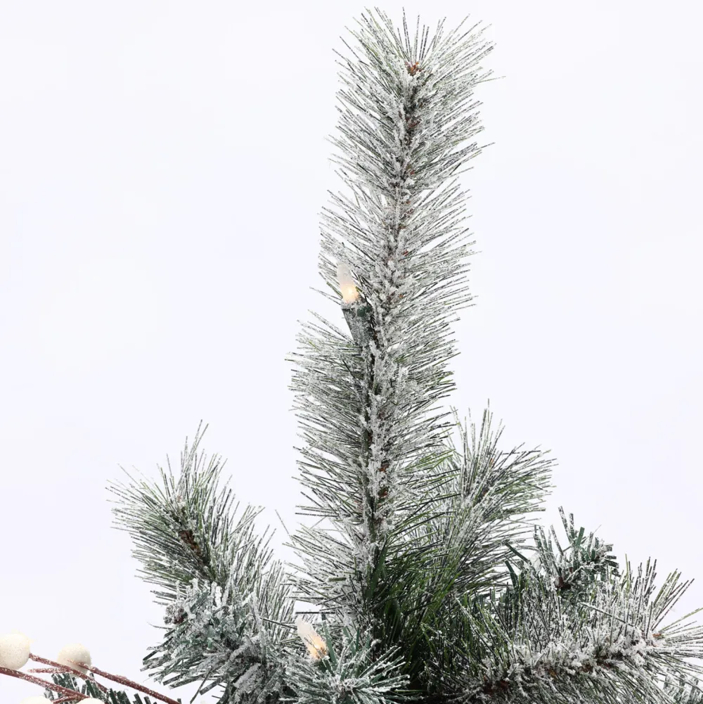 Pre-Lit Christmas Trees*The Holiday Aisle Set Of 2 4Ft Pre-Lit Led Artificial Flocked Pine Christmas Tree With Pine Cones And Urn Pot