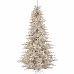 Pre-Lit Christmas Trees*The Holiday Aisle Silver Tinsel Fir Artificial Christmas Tree