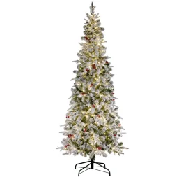 Pre-Lit Christmas Trees*The Holiday Aisle Slender Flocked Realistic Fir Frosted Christmas Tree Led