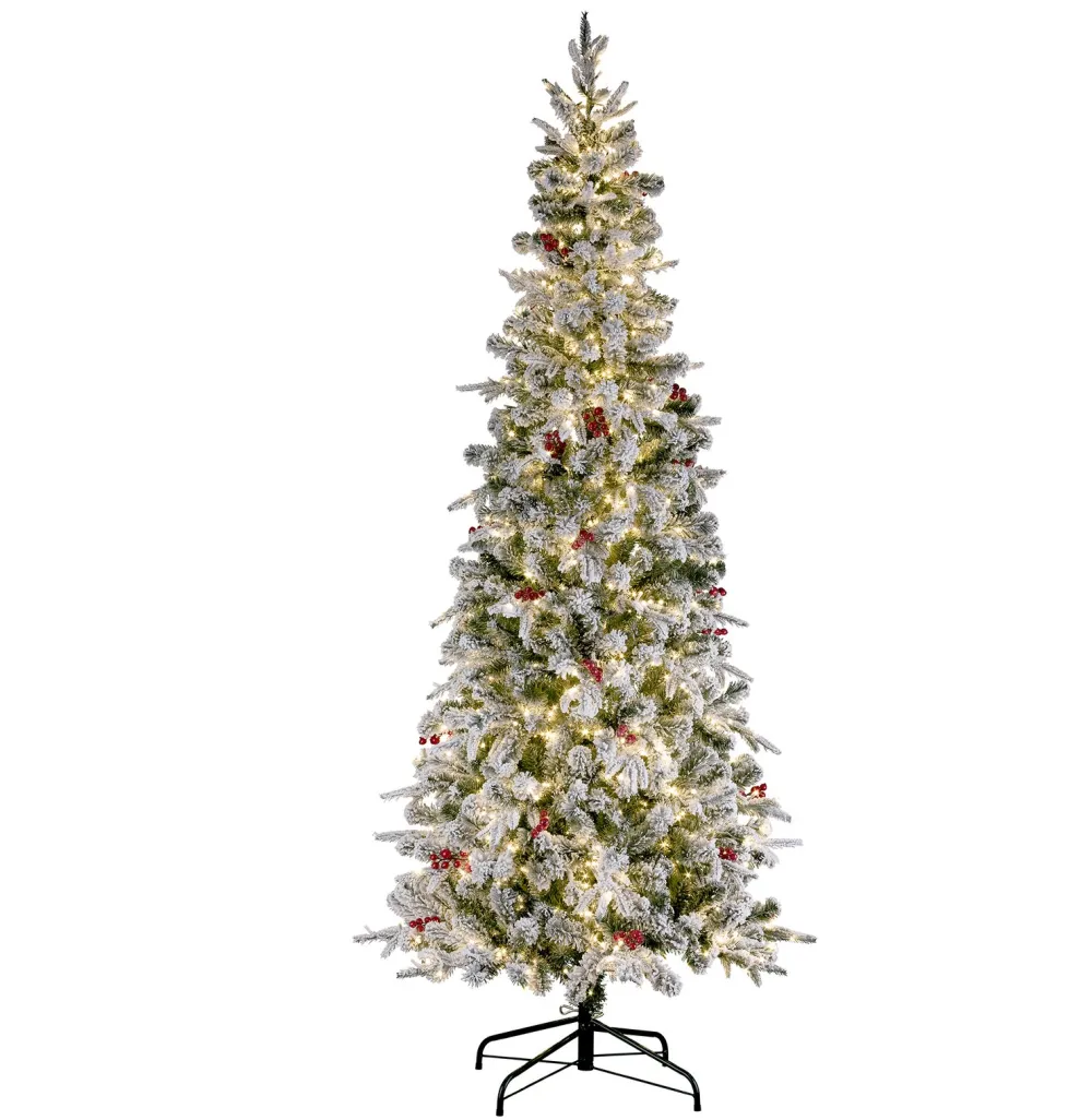 Pre-Lit Christmas Trees*The Holiday Aisle Slender Flocked Realistic Fir Frosted Christmas Tree Led