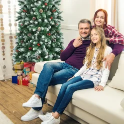 Pre-Lit Christmas Trees*Hashtag Home Slender Green Artificial Pvc Cashmere Christmas Tree With Led