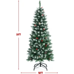 Pre-Lit Christmas Trees*Hashtag Home Slender Green Artificial Pvc Cashmere Christmas Tree With Led