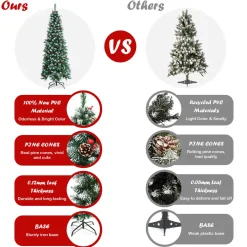 Pre-Lit Christmas Trees*Hashtag Home Slender Green Artificial Pvc Cashmere Christmas Tree With Led