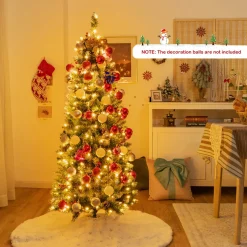 Pre-Lit Christmas Trees*Hashtag Home Slender Green Artificial Pvc Cashmere Christmas Tree With Led