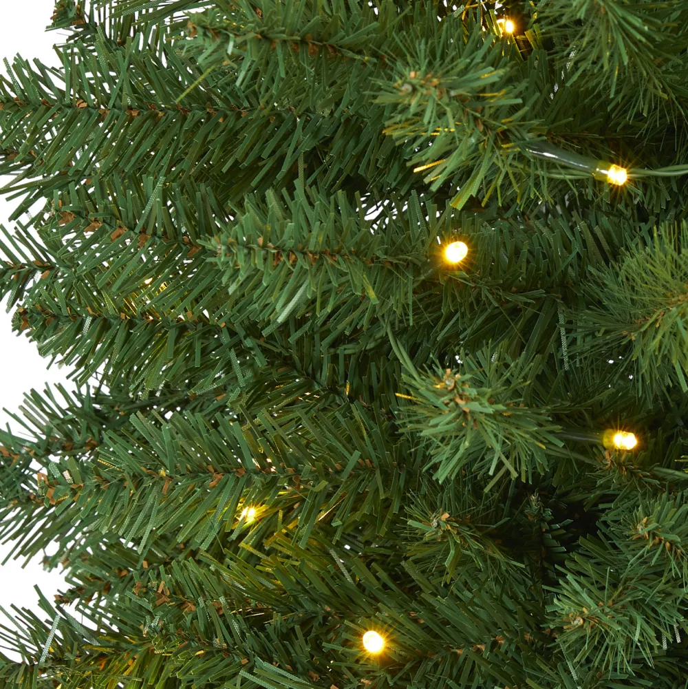Pre-Lit Christmas Trees*The Holiday Aisle Slender Green Artificial Pine Feather Christmas Tree With Led Lights