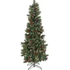 Pre-Lit Christmas Trees*The Holiday Aisle Slender Green Fir Christmas Tree With Incandescent Lights And Pinecones