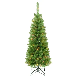 Pre-Lit Christmas Trees*The Holiday Aisle Slender Green Pine Christmas Tree With 100 Lights