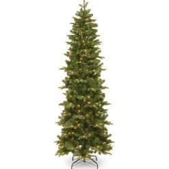 Pre-Lit Christmas Trees*The Holiday Aisle Slender Green Realistic Artificial Fir Christmas Tree With Clear Lights