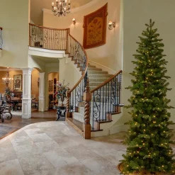 Pre-Lit Christmas Trees*The Holiday Aisle Slender Green Realistic Artificial Fir Christmas Tree With Clear Lights