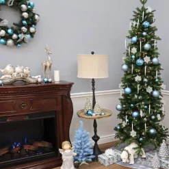 Pre-Lit Christmas Trees*The Holiday Aisle Slender Green Realistic Artificial Fir Christmas Tree With Clear Lights