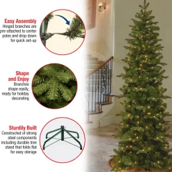 Pre-Lit Christmas Trees*The Holiday Aisle Slender Green Realistic Artificial Fir Christmas Tree With Clear Lights
