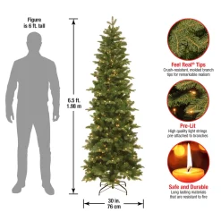 Pre-Lit Christmas Trees*The Holiday Aisle Slender Green Realistic Artificial Fir Christmas Tree With Clear Lights