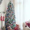 Pre-Lit Christmas Trees*The Holiday Aisle Slender Green Spruce Flocked/Frosted Christmas Tree With 250 Lights Led Lights