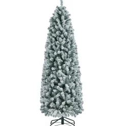 Pre-Lit Christmas Trees*The Holiday Aisle Slender Green Spruce Flocked/Frosted Christmas Tree With 250 Lights Led Lights
