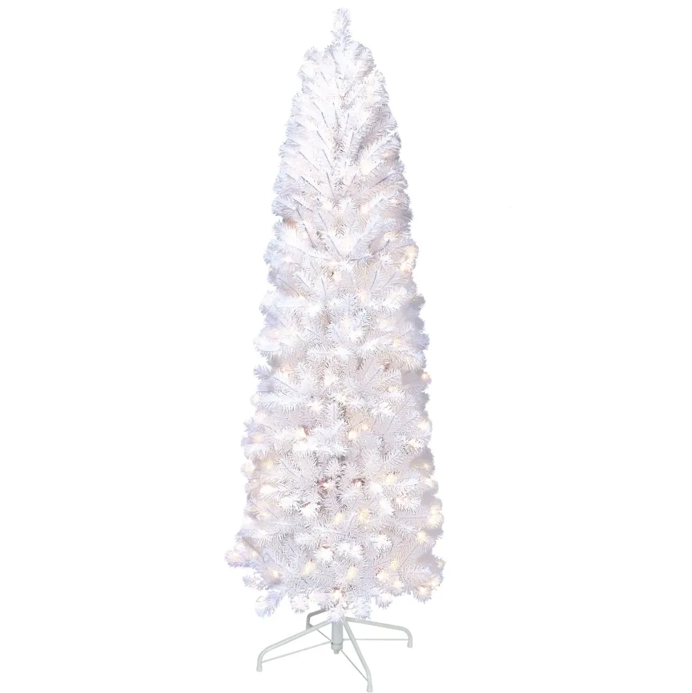 Pre-Lit Christmas Trees*The Holiday Aisle Slender White Fir Christmas Tree With Lights