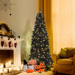 Pre-Lit Christmas Trees*The Holiday Aisle Slendert Black Realistic Artificial Pvc Cashmere Christmas Tree