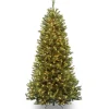 Pre-Lit Christmas Trees*The Holiday Aisle Slim 7.5' Green Pine Artificial Christmas Tree With 600 Clear Lights