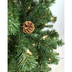 Pre-Lit Christmas Trees*The Holiday Aisle Slim 7' Green Pine Artificial Christmas Tree With 350 Clear Lights