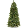 Pre-Lit Christmas Trees*The Holiday Aisle Slim Hinged 7.5' Green Pine Artificial Christmas Tree With 450 Colored & Clear Lights