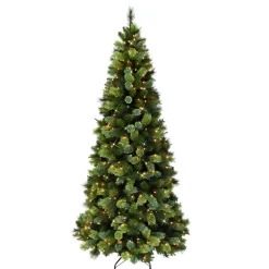 Pre-Lit Christmas Trees*The Holiday Aisle Slim Portland Pine 7.5' Green Pine Artificial Christmas Tree With 450 Clear/White Lights