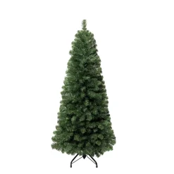 Pre-Lit Christmas Trees*The Holiday Aisle Slim Pre-Lit Artificial Christmas Tree, Green Pine Fir Warm Lighted Christmas Tree With Metal Stand