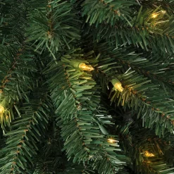 Pre-Lit Christmas Trees*The Holiday Aisle Slim Pre-Lit Artificial Christmas Tree, Green Pine Fir Warm Lighted Christmas Tree With Metal Stand