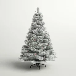 Pre-Lit Christmas Trees*Three Posts Snowy 7.5' Frosted Green Pine Artificial Christmas Tree With 700 Clear/White Lights