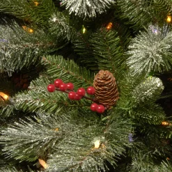 Pre-Lit Christmas Trees*The Holiday Aisle Snowy Bristle Berry 7.5' Green Pine Artificial Christmas Tree With 700 Colored And White Lights