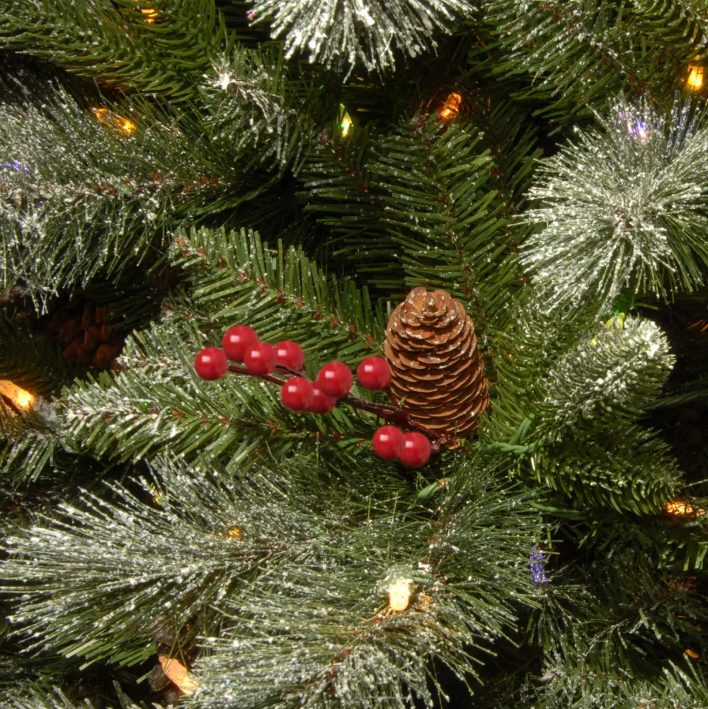 Pre-Lit Christmas Trees*The Holiday Aisle Snowy Bristle Berry 7.5' Green Pine Artificial Christmas Tree With 700 Colored And White Lights