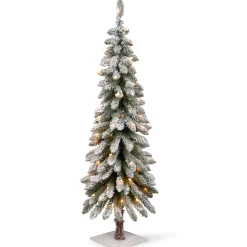 Pre-Lit Christmas Trees*The Holiday Aisle Snowy Downswept Forestree 4' Green Fir Artificial Christmas Tree With 50 Clear/White Lights