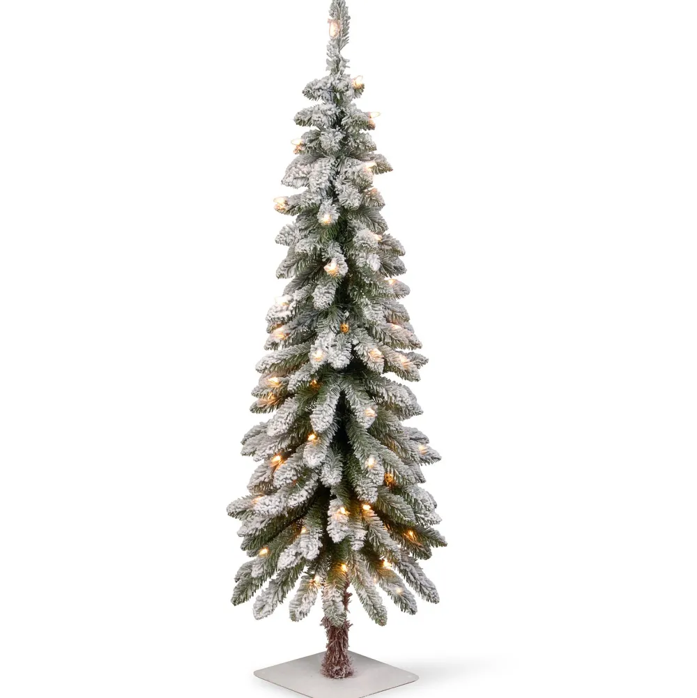 Pre-Lit Christmas Trees*The Holiday Aisle Snowy Downswept Forestree 4' Green Fir Artificial Christmas Tree With 50 Clear/White Lights
