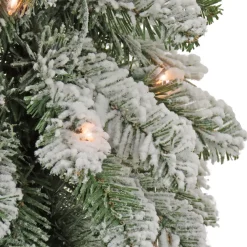 Pre-Lit Christmas Trees*The Holiday Aisle Snowy Downswept Forestree 4' Green Fir Artificial Christmas Tree With 50 Clear/White Lights