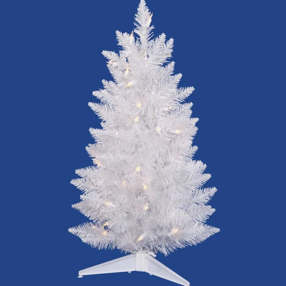 Pre-Lit Christmas Trees*The Holiday Aisle Sparkle 2.5' White Spruce Artificial Christmas Tree With 50 Led Multi-Colored Lights With Stand