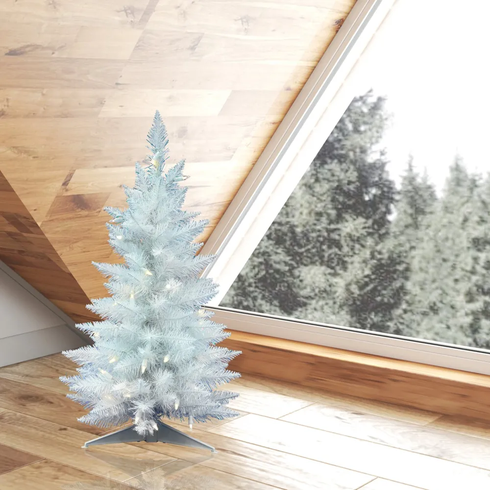 Pre-Lit Christmas Trees*The Holiday Aisle Sparkle White Spruce Artificial Christmas Tree With 50 Clear White Lights