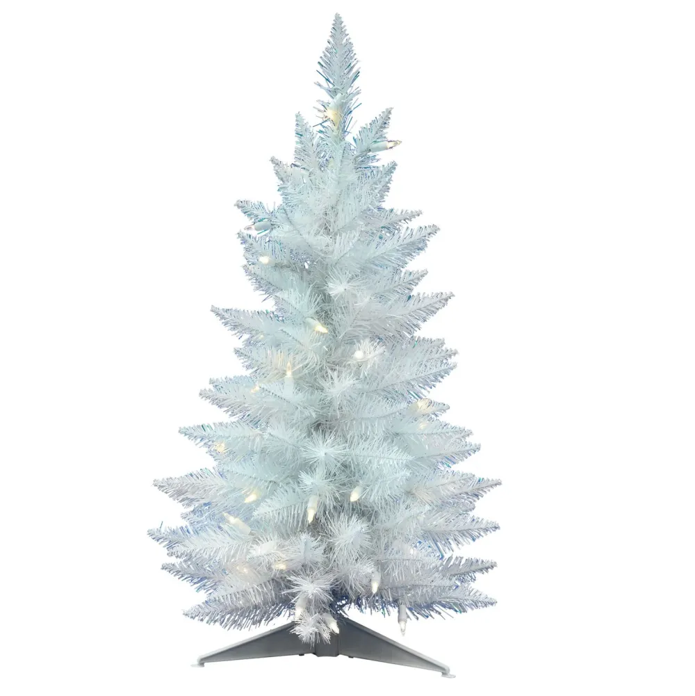 Pre-Lit Christmas Trees*The Holiday Aisle Sparkle White Spruce Artificial Christmas Tree With 50 Clear White Lights