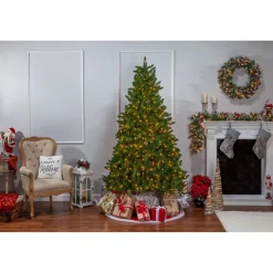 Pre-Lit Christmas Trees*The Holiday Aisle Stone 6.5' Green Pine Artificial Christmas Tree With 700 Clear/White Lights