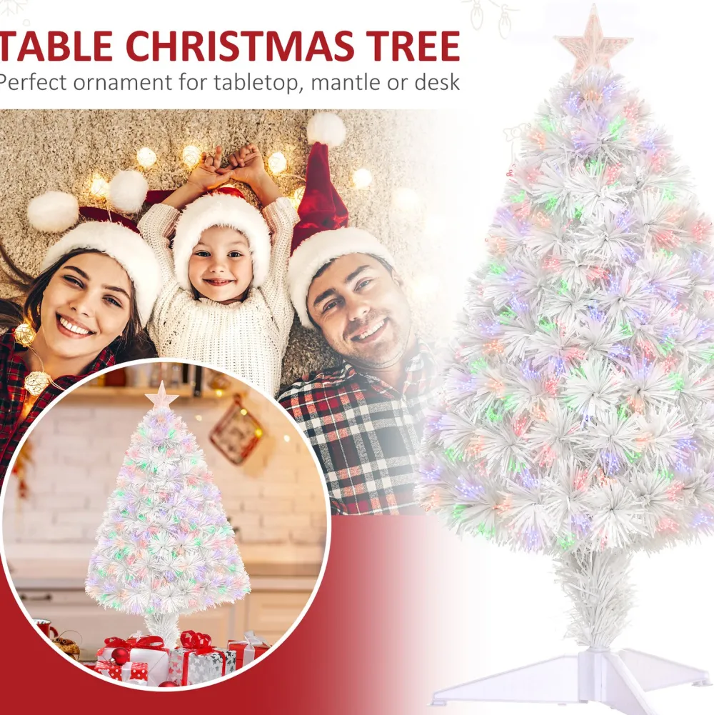 Pre-Lit Christmas Trees*The Holiday Aisle Tabletop 2.67' White Fir Artificial Christmas Tree With 85 Multi-Color Lights