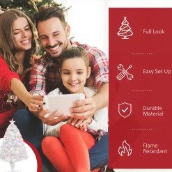 Pre-Lit Christmas Trees*The Holiday Aisle Tabletop 2.67' White Fir Artificial Christmas Tree With 85 Multi-Color Lights