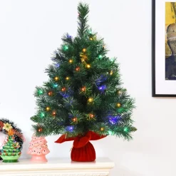 Pre-Lit Christmas Trees*The Holiday Aisle 26'' Green Pineartificial Christmas Tree With 35 Multi-Color Lights