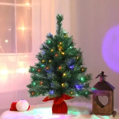 Pre-Lit Christmas Trees*The Holiday Aisle 26'' Green Pineartificial Christmas Tree With 35 Multi-Color Lights