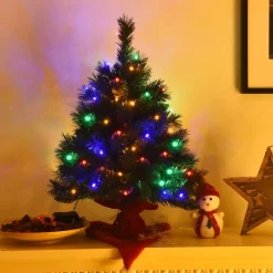 Pre-Lit Christmas Trees*The Holiday Aisle 26'' Green Pineartificial Christmas Tree With 35 Multi-Color Lights