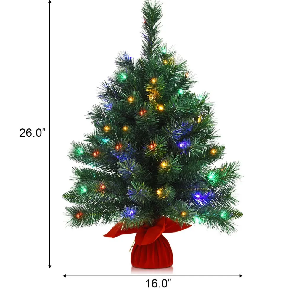 Pre-Lit Christmas Trees*The Holiday Aisle 26'' Green Pineartificial Christmas Tree With 35 Multi-Color Lights